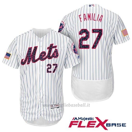 Maglia Baseball Uomo New York Mets 2017 Estrellas y Rayas Jeurys Familia Bianco Flex Base